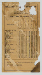 Willamette Valley Southern Railway Schedule Front